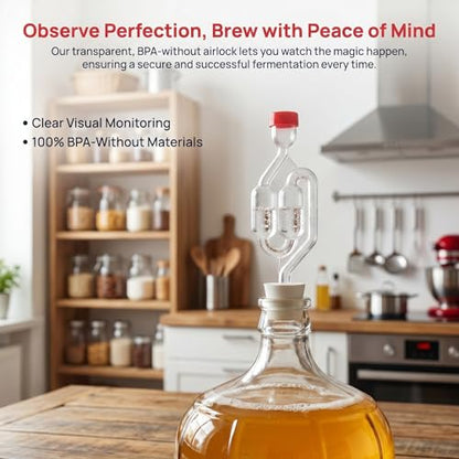 SHOWERORO Brewing Airlock and Monitors Fermentation Process Prevents Gas Backflow 2 Sets S-shaped with #6 Wine Stopper Silicone and Pp Material for Wine and Beer Fermentation for Pickling