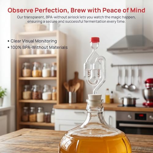 2 Sets S-shaped Silicone and Pp Airlocks with #6 Stopper for Wine Making and Beer Fermentation, Home Brewing Supplies that Monitor Fermentation Process and Prevent Gas Backflow