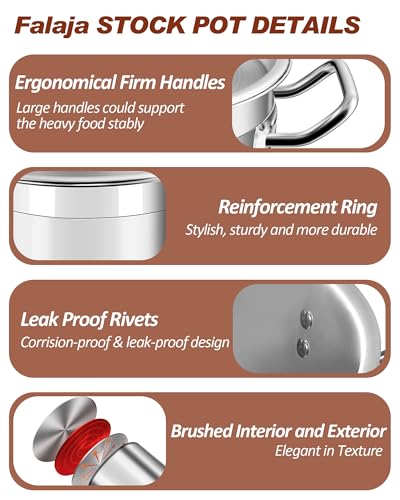 75 Quart Stainless Steel Stock Pot with Lid – Extra Large Commercial Cooking Pot for Soup, Stew, Seafood – Heavy Duty, Induction Ready – Perfect for Restaurants & Big Gatherings - size: 75 QT