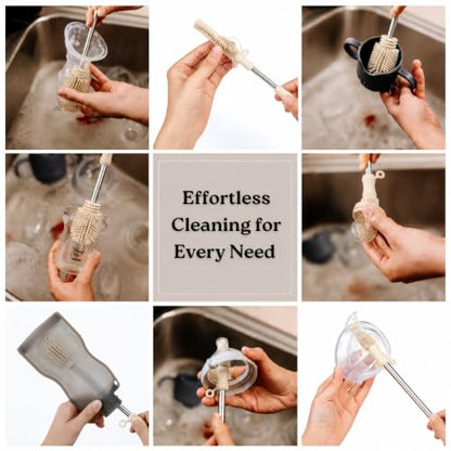 Haakaa Silicone Cleaning Brush Kit – Household Cleaning Brushes for Bottles and Crevices – Food-Grade Silicone: Dishwasher Safe (Kit-Pebble) - color: Kit-pebble