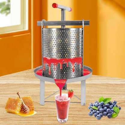 10L/2.6Gal Manual Mesh Honey Presser, Large Mesh Bee Honey Press Machine with Nylon Filter Screen, Stainless Steel Bee Honey Extractor Beekeeping Manual Tool for Farms, Restaurants