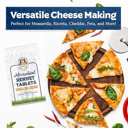 Microbial Rennet For Cheese Making | Vegetarian Rennet Tablets | Milk Coagulant | Vegan Cheese making | Shelf-Stable Rennet Tablets, Perforated For Easy Use