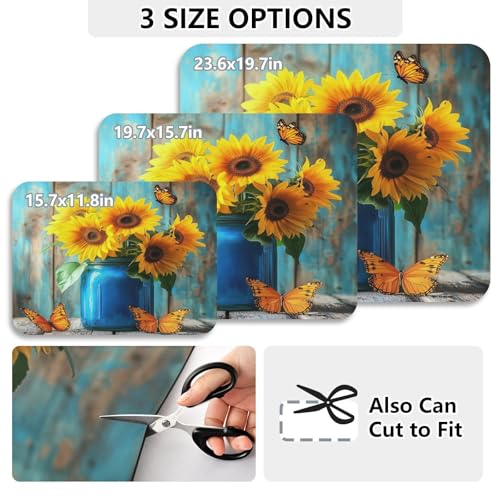 Butterfly Sunflowers Jar Dish Drying Mat for Kitchen Counter Highly Absorbent Coffee Bar Mat Heat Resistant Dish Rack Pad for Sink Utensils Draining Racks 19.7" x 15.7" - size: 19.7x15.7inch