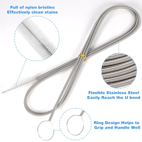 Ixiaoyoo 11 Pcs Cleaning Brushes Set, 8 Inch + 60 Inch Cleaner Brushes | White Nylon Brushes Kit for Bottles, Tumbler, Sippy Cups, Pet Waterers, Drinking Straws, Pipes, Sink Drain, Fish Tank, Hose - color: White Cleaning Brush Set