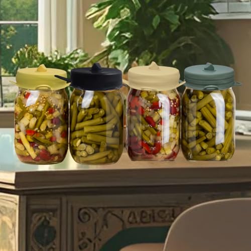 Fermentation Lids Airlock, 4Pack, 2.5-inch Regular, Burping Lid Mason Jar, Fermenting Lid Kimchi, Pickles, Sauerkraut, Fermentation Lids for Mason Jars EasyLid Fermenting Kit - size: 2.5-inch Ferment Lid