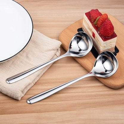 IMEEA 8-Inch Gravy Ladle SUS304 Stainless Steel Serving Ladle, Set of 4 - size: 4-Piece（Silver）