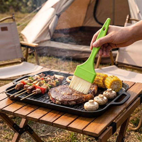 3 Pcs 1/2/3 inch Pastry Brush Set, Bristle Basting Brushes for Cooking | Plastic Handle Butter Brush, Kitchen Brushes for Oil, BBQ Grill, Egg, Butter Sauce, Baking, with Hang Hole Design