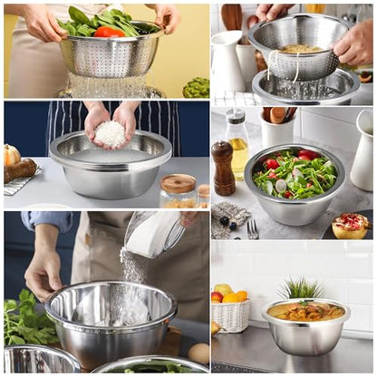 Gulex Colander Stainless Steel 3-quart with Bowls,Strainer for Kitchen(2PC) - color: Black, size: 3QT
