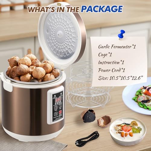 Moongiantgo 7.5L Black Garlic Fermenter, Automatic Intelligent Control Garlic Fermenter Natto, Yogurt, Kimchi, Wine Fermenter Machine, Garlic Cooker with Precise Time Temperature Control, 110V (Brown) - color: Brown