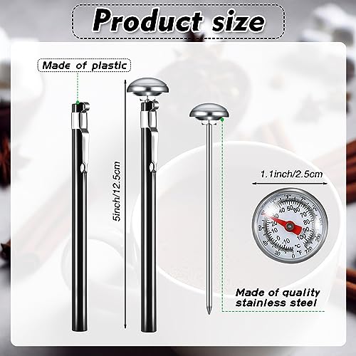 Xuhal 6 Pcs Stainless Steel Kitchen Thermometer with 5 Inch Long Stem 1 Inch Dial Thermometer Milk Frothing Food for Oven Probe Meat Grill BBQ Cooking Chocolate Water(Black) - color: Black
