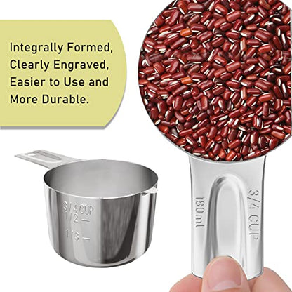 1PCS 3/4Cup (180ml, 6oz) Single Measuring Cup, Stainless Steel Measure Scoop, Metric and US Measurement, Dishwasher Safe - size: 3/4cup|180ml|6oz