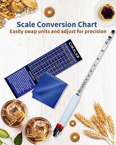 CIMALAB Hydrometer Alcohol Meter, Hydrometer Alcohol 0-200 Proof and Tralle Alcohol Hydrometer, Alcohol Proof Tester Hydrometer, Alcohol Tester for Liquor/Moonshine/Spirits/Proofing/Distilled