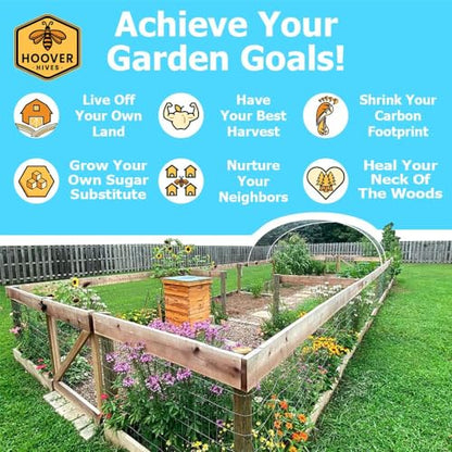 Hoover Hives 8 Frame Langstroth Beehive Dipped in 100% Beeswax Includes Wooden Frames & Waxed Foundations (1 Deep Box, 1 Medium Box)