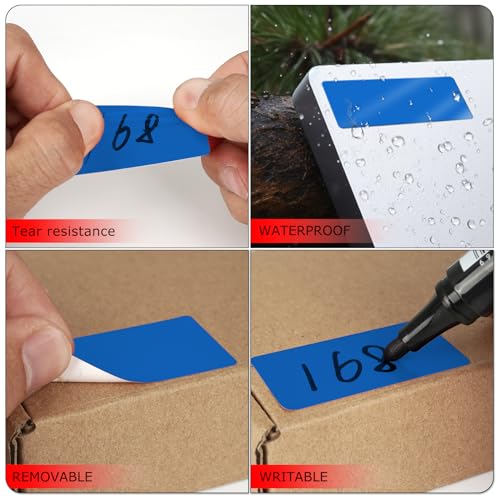 Blue Rectangle Stickers 2 x 1 Inch Color Coding Labels Vinyl Roll Self-Adhesive Waterproof Removable 500 PCS - color: Blue