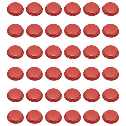 uxcell 108 Pcs Oxygen Absorbing Beer Bottle Caps, 32mm Pry Off Bulk Crown Caps Bottle Toppers for Soda Beer Wine Glass Bottles Home Brewing DIY Pendants or Craft Scrapbooks, Red - color: Red