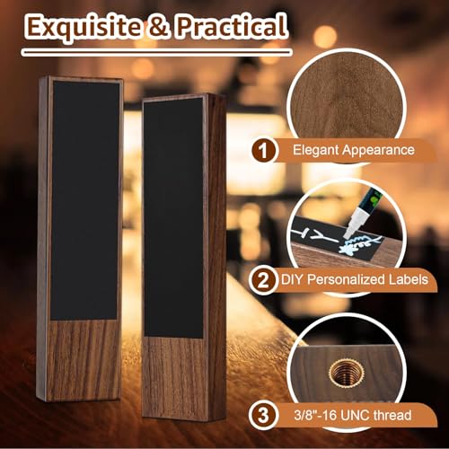 4PCS Chalkboard Beer Tap Handle Keg Handle Keg Tap Handle Walnut Tap Handles for Kegerator Beer Faucet with 4PCS Pen - size: 4PCS-Walnut Tap Handles