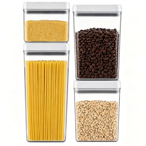 UFORU Food Storage Containers with Twist-lock Lids, 4-Set 0.7/1.3/1.8/2.6QT Airtight Food Storage Containers, Stackable Kitchen Pantry Organizer, Rotary Opening Containers for Flour, Cereal & Sugar - color: 0.7QT+1.3QT+1.8QT+2.6QT