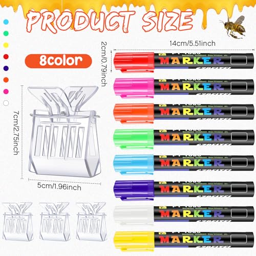 Qualirey 12 Pcs Queen Bee Marker Kit 8 Queen Bee Marker Pens 4 Plastic Catcher Clips Beekeeping Tools Supplies for Beekeeper One Handed Essential