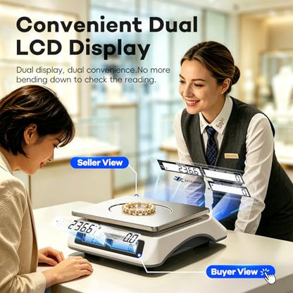 Counting Scale 88lb/40kg x 0.5g Industrial Scale lb/oz/g/kg Digital Parts Scale with Dual LCD Display, Rechargeable Inventory Scale for Small Parts Coins Pieces Tickets, Precision Gram Scale - style: 40kg x 0.5g with 3 Displays