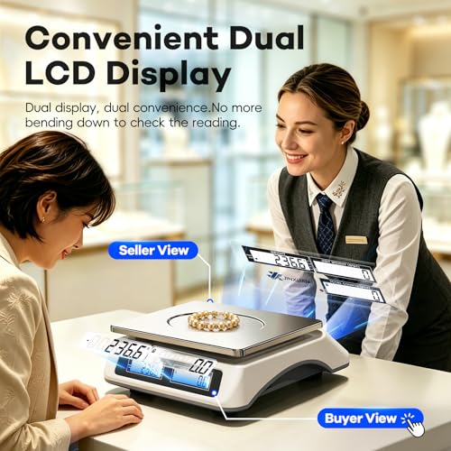 Counting Scale (66lb/30kg, 0.1g), lb/oz/g/kg Industrial Parts Scale with Dual LCD Display, Digital Inventory Scale for Small Parts Coins Pieces Tickets, Precision Gram Scale with Alarm Mode - style: 30kg x 0.1g with 3 Displays