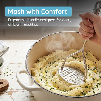 Millvado Potato Masher Stainless Steel, Best Mashed Potatoes Masher Kitchen Tool, Potato Smasher For Potatoe, Avocado, Sweet Potato, Beans, Large Heavy Duty Metal Mashing Utensil, 12.5 Inch - color: Potato Masher