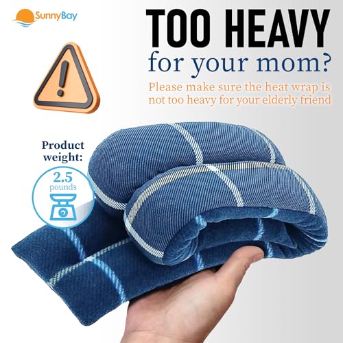 SunnyBay Microwavable Heating Pad for Neck and Shoulder, Heated Neck Wrap, Microwave Heat Pad, Weighted Beanbag Moist Hot or Cold Compress, 2.2 lbs, 26x4 Inches, Ocean Blue - color: 4x26 - Ocean Blue