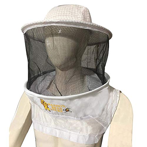 Clothes N Leather Gear Three Layer Ventilated Beekeeping Veil in Round (White, 3 Layer HAT) - color: WHITE