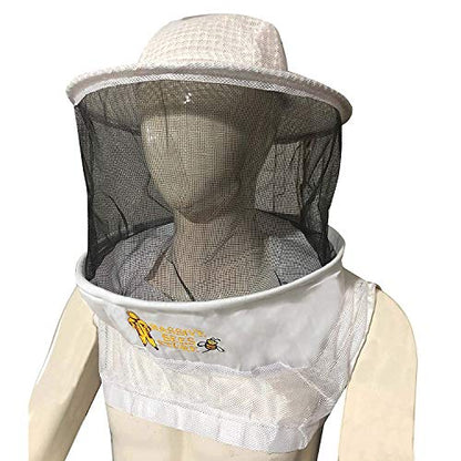 Clothes N Leather Gear Three Layer Ventilated Beekeeping Veil in Round (White, 3 Layer HAT) - color: WHITE