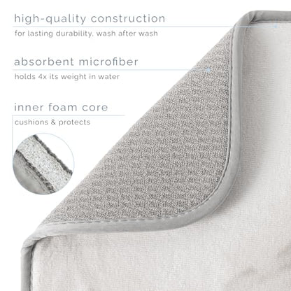 S&T INC. Dish Drying Mat XL, 18” x 24”, Absorbent Microfiber Kitchen Counter Mat, Dish Drying Pad for Dishes, Utensils, Pots and Pans, Extra Large, Grey Stone - size: 18" x 24"