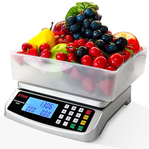 110lb/50kg Food Scale Digital Kitchen Scale with Tray Large LCD Display 304 Stainless Steel Commercial Price Computing Scale Counting Scale for Baking Cooking Meat Industry Counting Adapter Included - color: Silver 50KG with Tray