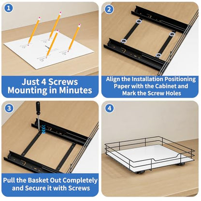 BOIVSHI Pull Out Spice Rack, Slide Out Spice Rack for Cabinet, Spice Organizer for Kitchen and Pantry, Fits Spices, Sauces, Canned Food (10.5''Wx10.5''Dx2.5''H) - size: 1 Tier,10.5''Wx10.5''Dx2.5''H