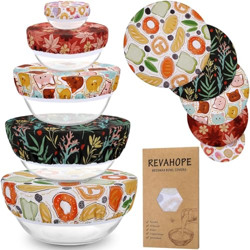 5-Size Reusable Beeswax Bowl Covers for Bread Proofing, Cotton Cloth Flexible Beeswax Wraps for Food Storage(Maple Leaves) - color: Maple Leaves