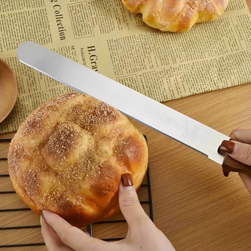 Bread Knife, Stainless Steel straight-edge Bread Knife for Homemade Bread, Cakes & Bagels, 10 Inch Kitchens Knifes Saw Breads Cutter, Bagel Sourdough Slicer Knifes with Wooden Handle