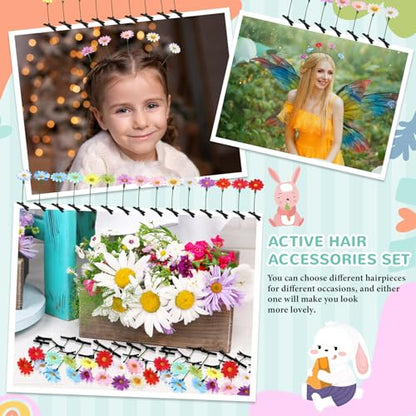 30 Pcs Bean Sprout Hair Clips Rave Mixed Style Plant Hairpins Hair Accessories for Party Irish(Vivid Flower) - style: Vivid Flower