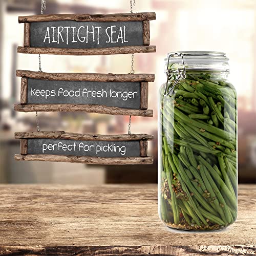 Glass Jars with Airtight Lids Food Storage Jars Leak Proof Canisters with Clear Preserving Seal Wire Clip Fastening for Kitchen Canning Pickling [67 oz]