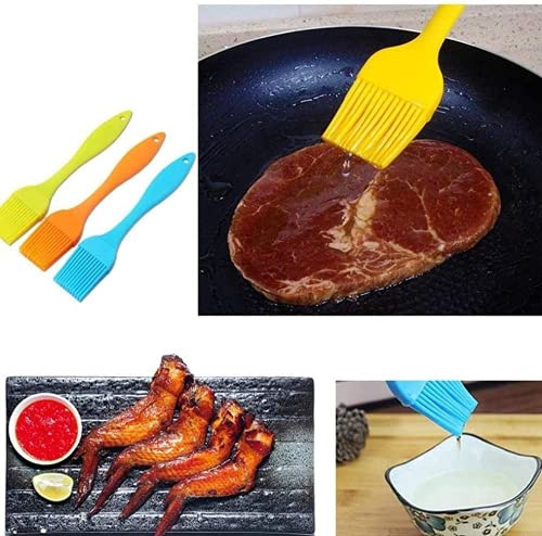 Generic High Heat Resistant Silicone Basting Pastry Brush - Cooking Baking Oil Brush Spread Oil Butter Sauce (3Pcs), Food Grade, Dishwasher Safe, Silver