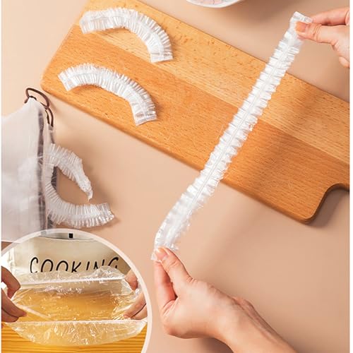 300pcs Reusable Elastic Food Covers - Universal Stretchable Clear Adjustable Plastic Plate & Bowl Covers, Outdoor Fresh Keeping Bags, Kitchen Baking Picnic and Food Storage Bread Proofing Cover.