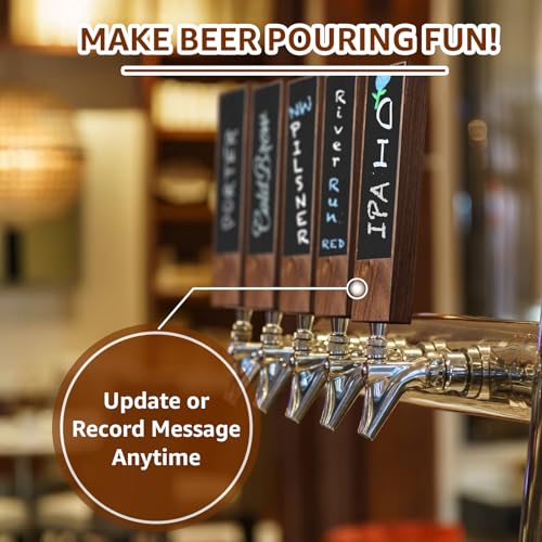 4PCS Chalkboard Beer Tap Handle Keg Handle Keg Tap Handle Walnut Tap Handles for Kegerator Beer Faucet with 4PCS Pen - size: 4PCS-Walnut Tap Handles