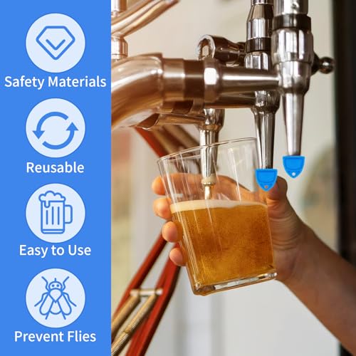 20 Pcs Beer Tap Plug Brush,Beer Line Cleaner,Draft Beer Faucet Cleaning Brush,Food Grade Stainless Steel Bristle, Reusable Plastic Handle, Kegerator Cleaning Kit for Bar & Home Use (Blue)