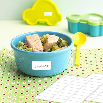 Removable Freezer Labels, Date Label 1x2 Inch Food Storage Stickers, Waterproof Oil Resistant Easy Clean Leaves no Residue 300 Total Per Roll,2 Rolls - color: White, size: 1×2 inch-2 rolls