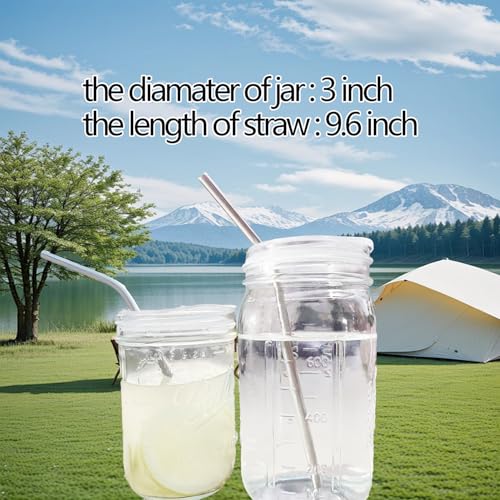 4 Pack 3-inch Wide Mouth Mason Jar Lids with Stainless Straw, Compatible with Ball 16oz，32oz Wide Mouth Mason Jars Cover, Reusable Lids with Straw Hole (Jars Not Included) (4 pack)