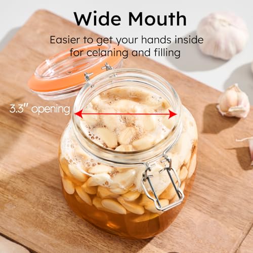 Jillmo 1 Liter Fermentation Jar, Square Glass Fermenting Kit with Weights for Making Sauerkraut, Kimchi, Pickles & More, Pack of 2 - size: 1 Liter