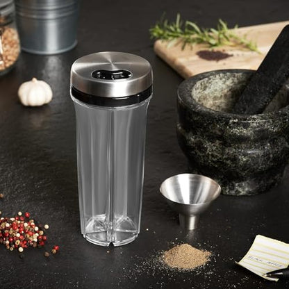 COLE & MASON Stainless Steel Salt and Pepper Funnel - Versatile Small Funnel for Filling Spice Jars and Other Kitchen Essentials - Convenient Funnels for Kitchen Use Filling Bottles - Metal Funnel - style: New Stainless Steel