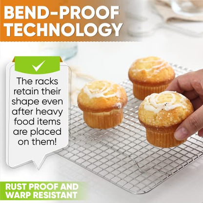 Spring Chef 8.5" x 12" Stainless Steel Cooling Racks, Wire Rack for Baking Sheet - Fits Small Quarter Sheet Pan - Perfect for Cooking, Baking, Grilling, Smoking - Dishwasher Safe - Set of 2 - size: 8.5"x12", style: 2 Pack