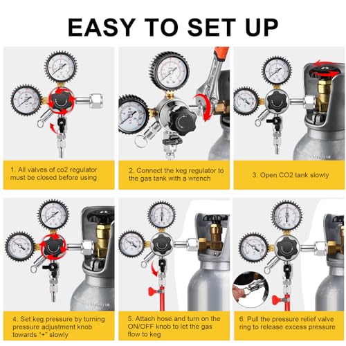 MRbrew Updated 0-60PSI CGA-320 Keg CO2 Regulator, Thread Outlet with 1/4" & 5/16" Barb | Kegerator Regulator with Pressure Adjustment Knob, Beer Regulator with Safety Manual Pressure Relief Valve - size: One Output Thread - Mildly Carbonated