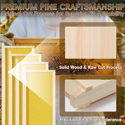 10 Pack Bee Frames Medium Unassembled, Wooden Beehive Frames with Plastic Beeswax Coated Foundations for Medium Super Box (Yellow) - color: Yellow