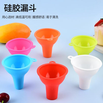 4 Pcs Multicolor Reusable Kitchen Funnel Set - Food Grade Silicone Collapsible Funnel, Funnels for Kitchen Use Filling Water or Powder, Liquid Transfer