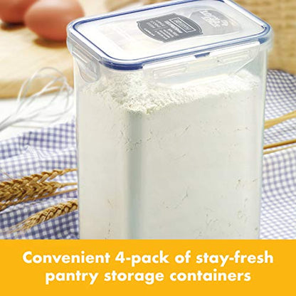 LOCK & LOCK LocknLock Easy Essentials Airtight Rectangular Tall Food Storage Container 7.61 Cup, 4 Piece, Clear - size: 4 Piece Set
