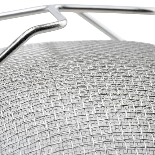 Winco Strainer, 10.5-Inch Diameter, Double Mesh, Medium, Nickel, Tan