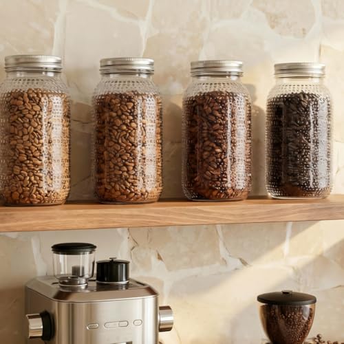 WELLIFE 6 Pack 64 oz Mason Jars Wide Mouth,Large Mason Jars for Pickling, Canning, Fermenting and Food Storage, Microwave & Dishwasher Safe - color: Clear Dot Mason Jars 64oz-6Pcs
